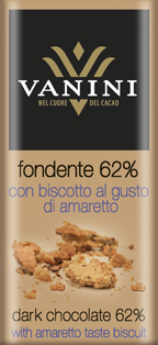 62% Cocoa Dark with amaretto taste biscuit